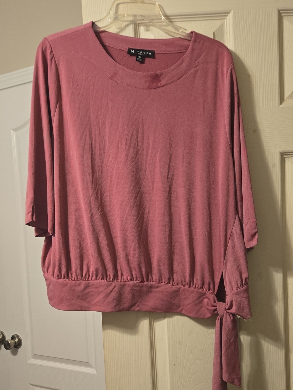 N Touch Dusty Rose Short-Sleeve Tie-Hem Tunic
